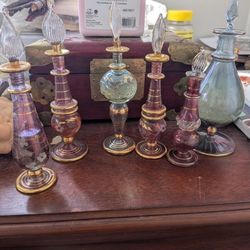 Set Of Egyptian Perfume Bottles With Some Perfume Inside
