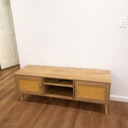 Mid Century Modern TV Stand with Cane Doors – Like New