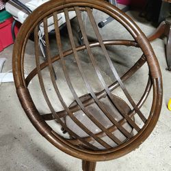 Mid Century All Natural Rattan Swivel Chair