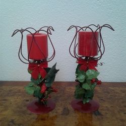 Candle holders with candle. ASKING $10 🤗