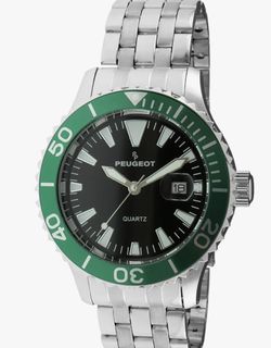 Peugeot Men's Display Japanese Quartz Silver Watch