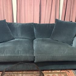 Green velvet Deep Seater Sofa — MAKE ME AN OFFER!