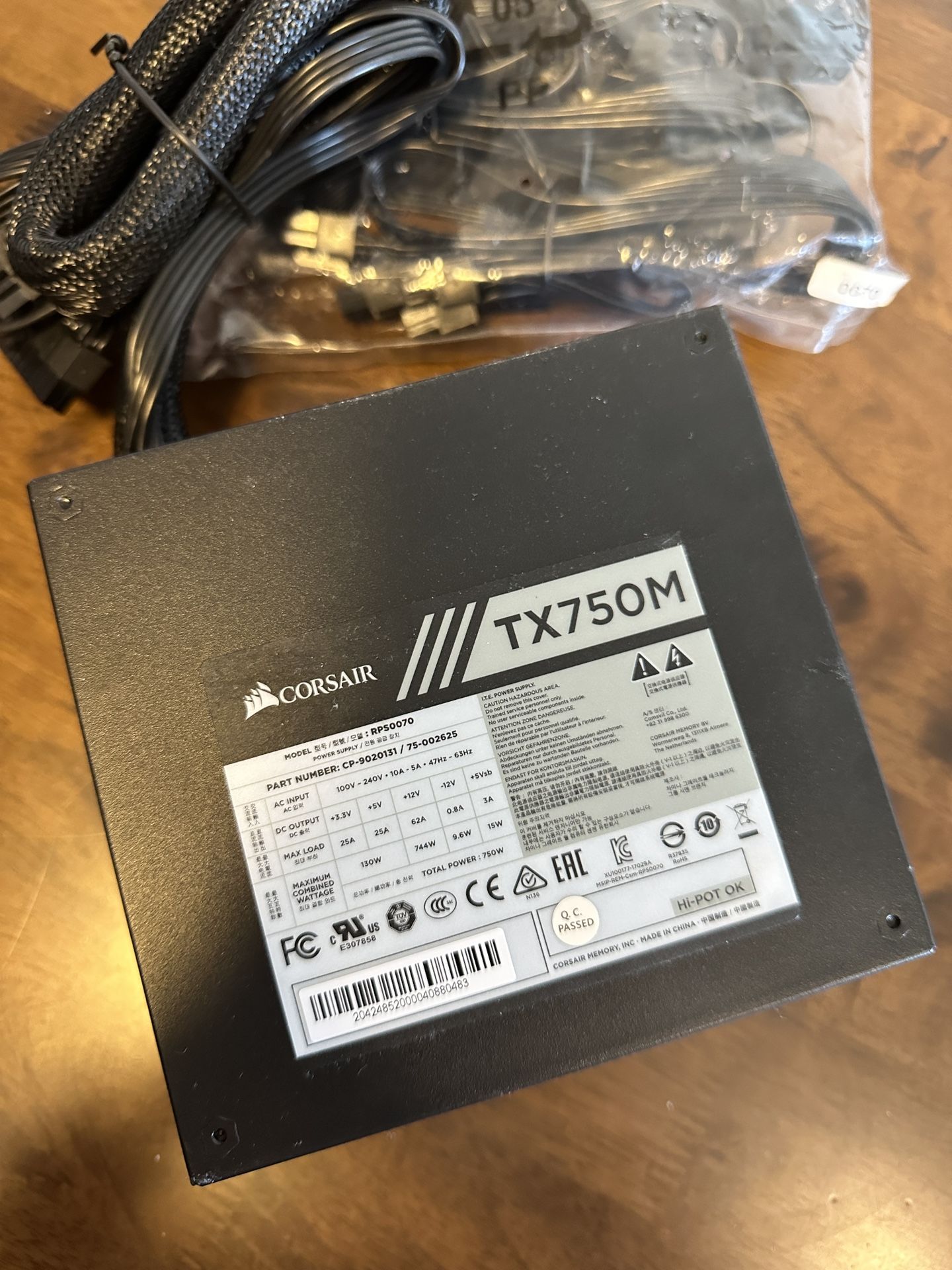 Corsair CP-(contact info removed)-UK TXM Series 750 W TX750M ATX/EPS Semi-Modular 80 Plus Gold PSU (Never used)