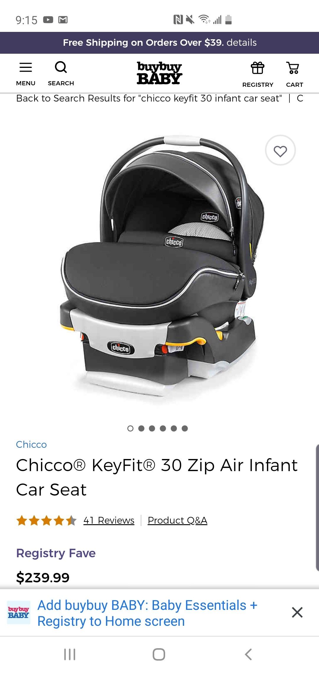 Chicco® KeyFit® 30 Zip Air Infant Car Seat
