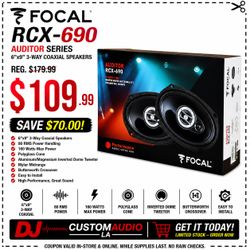 Focal RCX-690 Auditor Series Car Speakers Set 6"x9" 3-Way Coaxial Speaker System 160 Watts 🚨 Payment Options Available 🚨 No Credit Needed 🚨