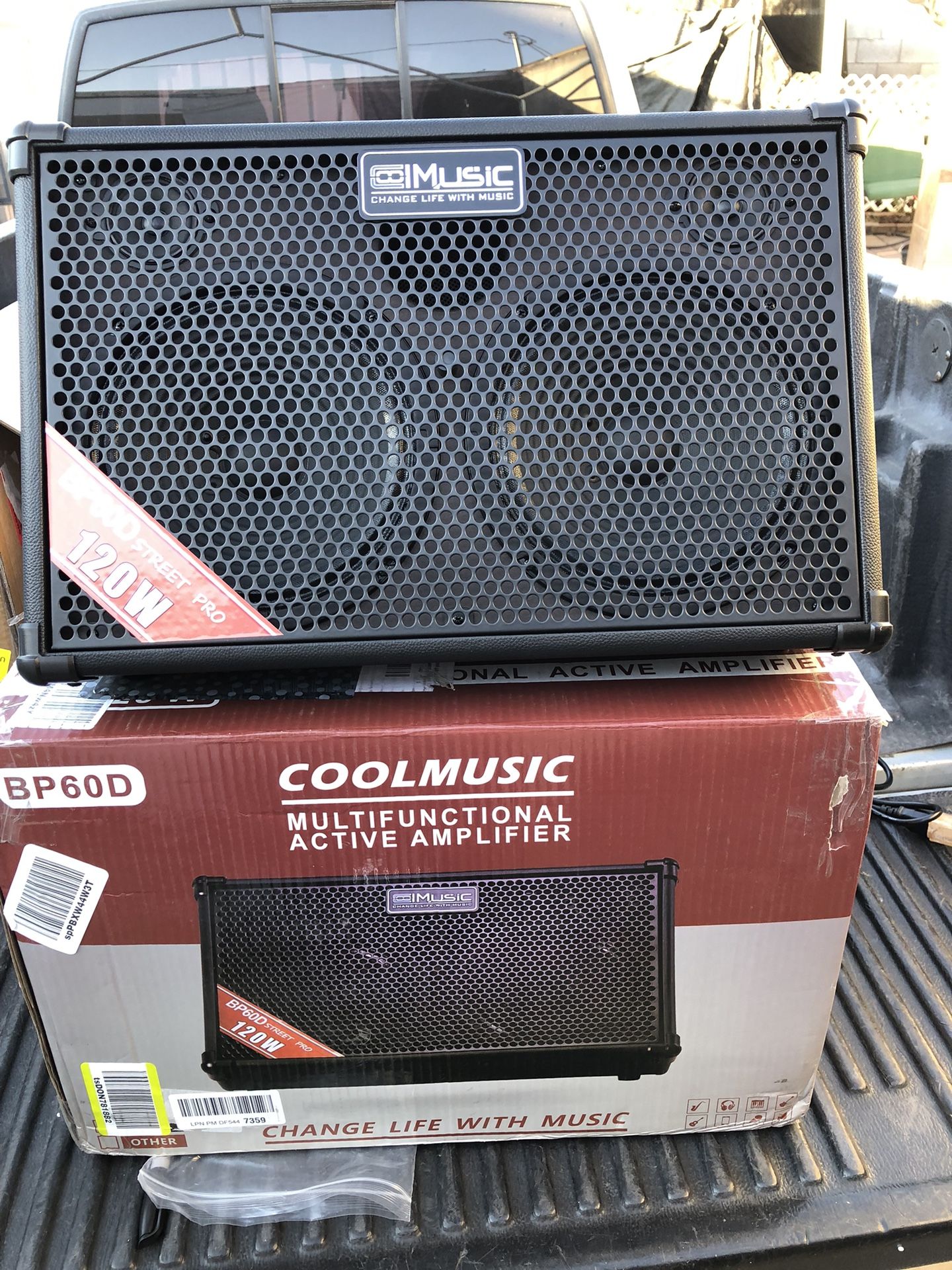Coolmusic BP60D 120W Battery Powered Acoustic Guitar Amplifier- Portable Bluetooth Speaker with Reverb Chorus Delay Effect, 7 Inputs B