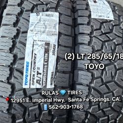 (2) LT 285/65/18 TOYO TIRES OPEN COUNTRY ALL-TERRAIN. 
