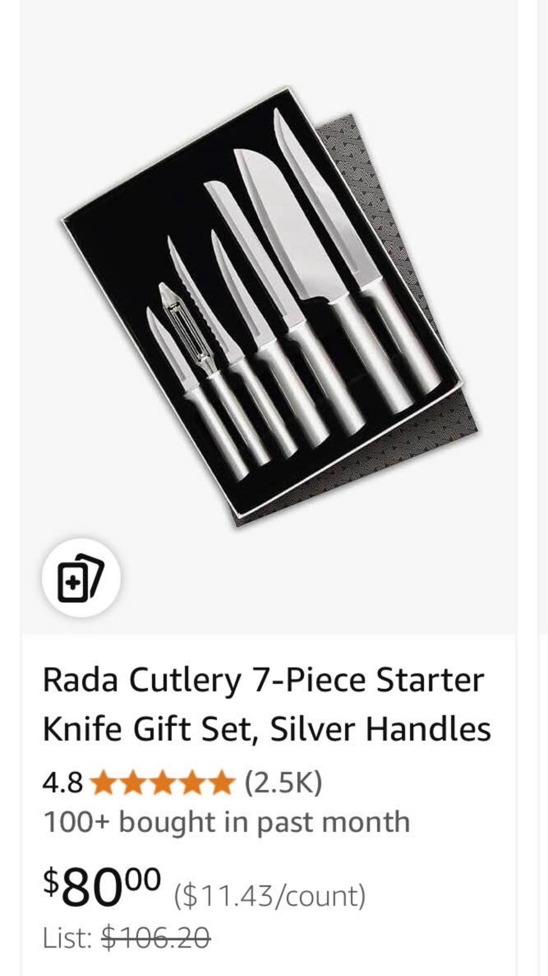 RADA Cutlery 6-Piece Serrated Steak Knife Gift Set, Silver Handles