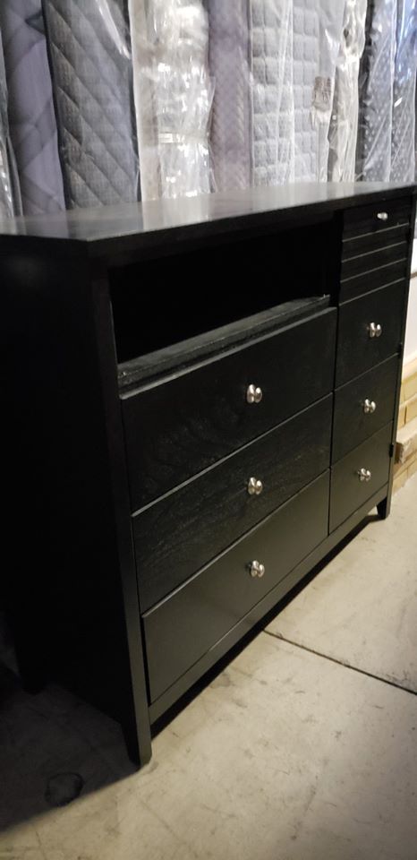 Large black dresser with storage shelves...Clearance Sale...