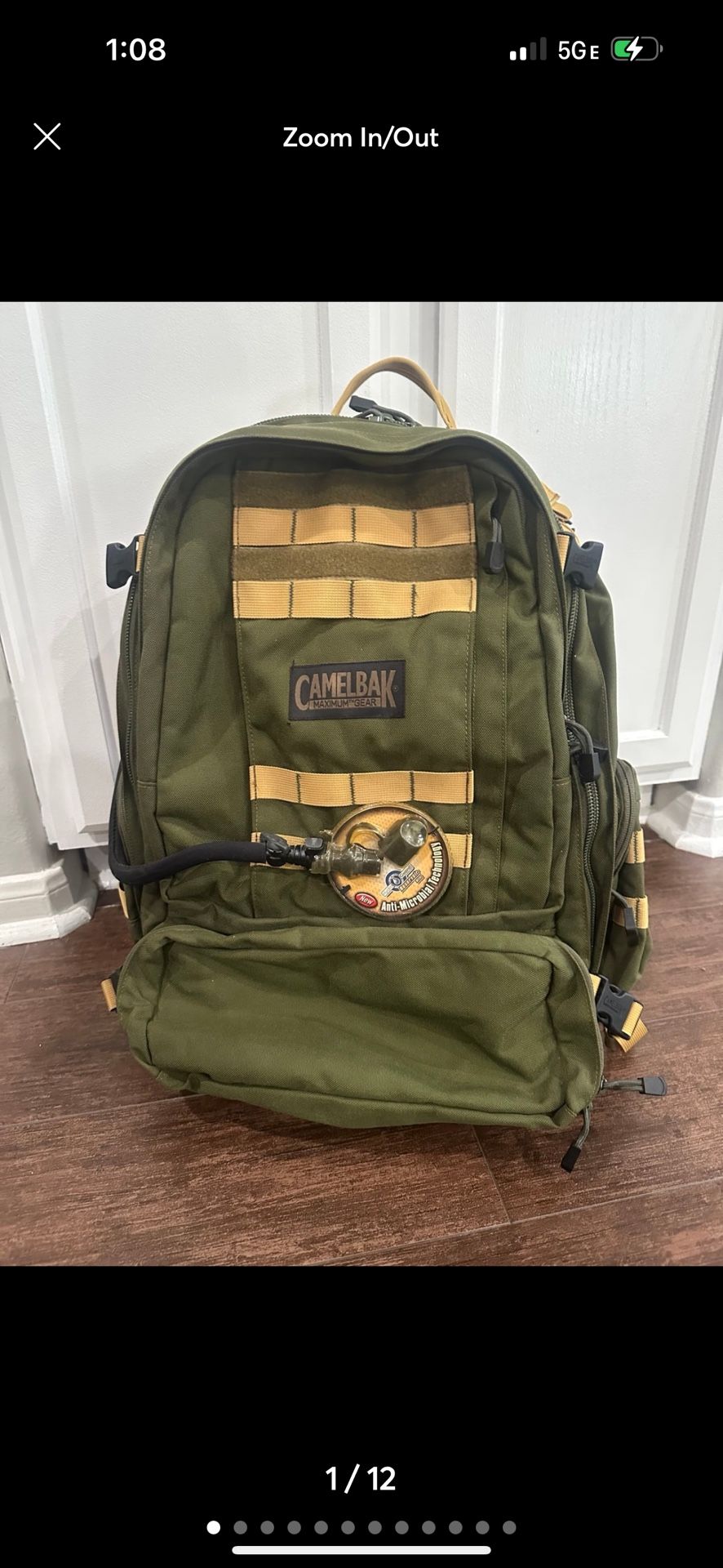 CamelBak large Maximum Gear Hydration Pack Backpack Olive green with water pack