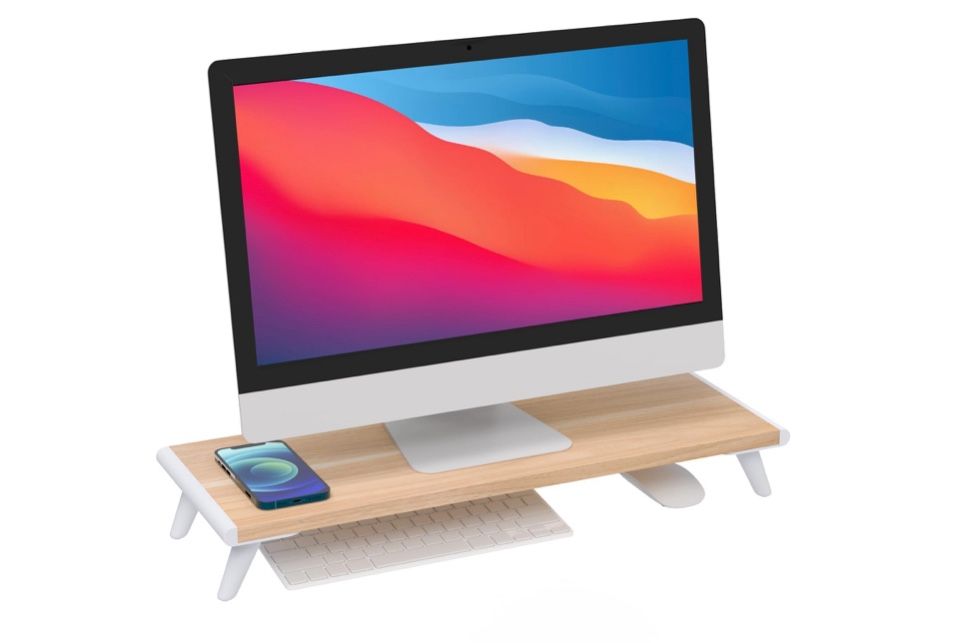 Loukin Monitor Stand Riser For Desk, 22.4" X 8.3" Larger Computer Stand For Laptop, PC, Printer, Sturdy Desktop Computer Shelf With Non-Skid Rubber, H