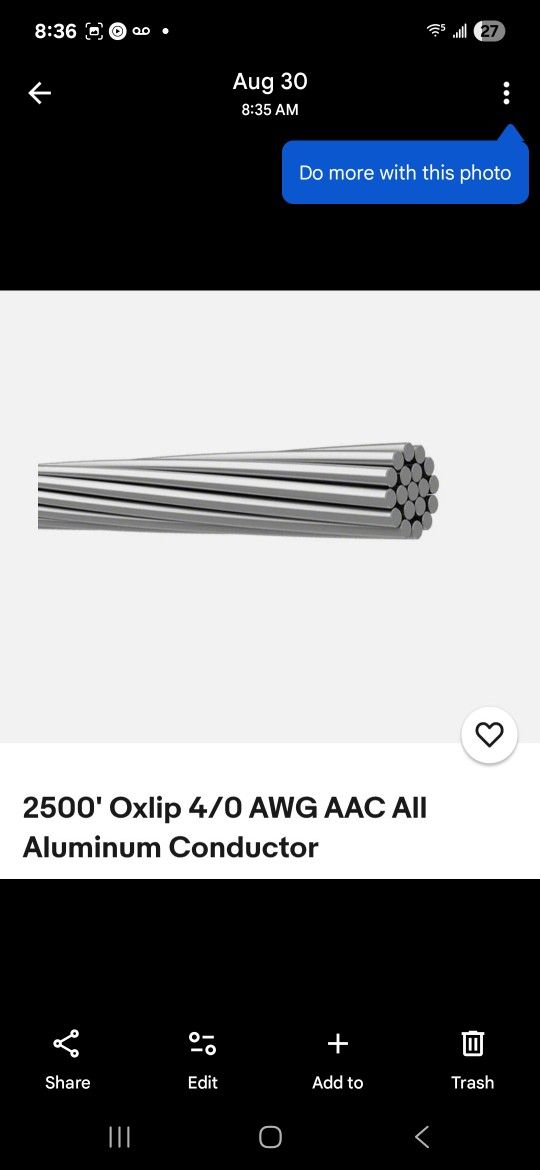Aac 4/0 Oxlip Wire 2500 Ft
