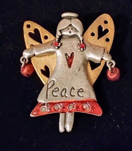 Peace Angel Jewelry Marked AJMG Vintage Collectible Brooch Lapel Pin