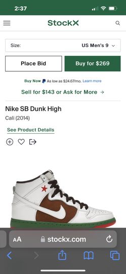 Nike Dunk cali High Size 9