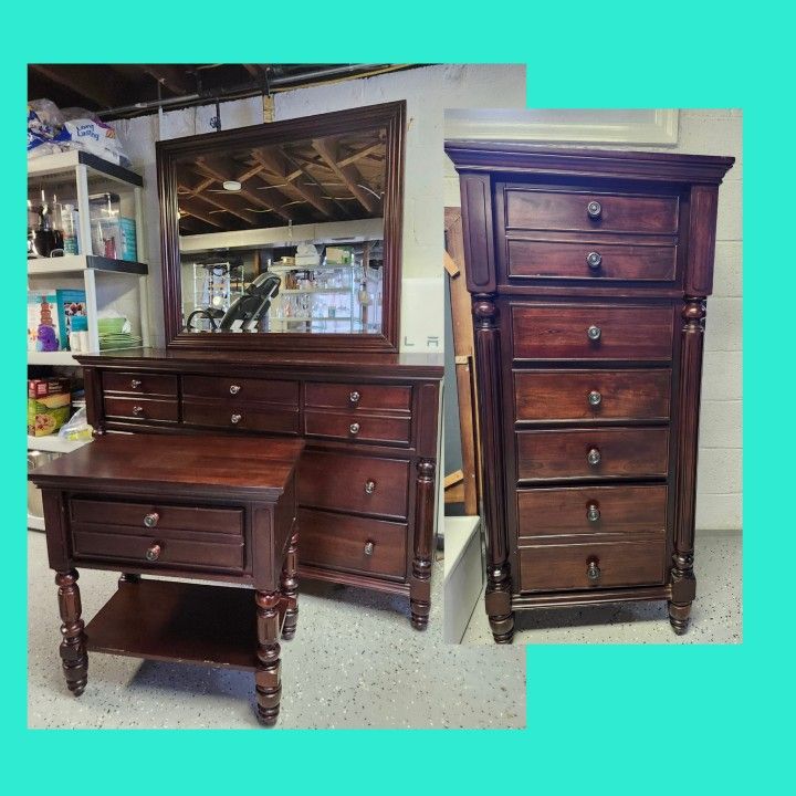 Dresser, night stand and lingerie chest