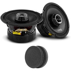 DS18 PRO-ZT6 and DSFR6 Pair of 6.5 Inch 2-Way Pro Audio Midrange Speakers with Built-in Super Bullet Tweeter and Pair of 6.5-Inch Car Foam Speaker Baf