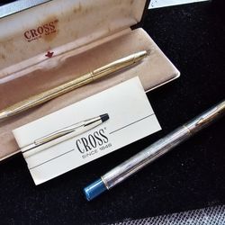 $45.00 - (2) Vintage Fountain Pens, Parker Vectrum & Cross Classic (10k Gold Filled) - Both Will Need Ink!