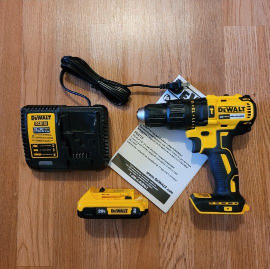 New Dewalt 20v Brushless Cordless Hammer Drill 2ah Battery and Charger $110 Firm Pickup Only 