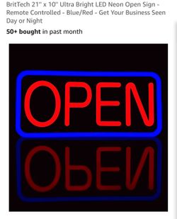 21” LED Open Sign with Remote Control - Restaurant / Store Sign