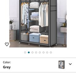 ILLUMINEW Portable Closet, Clothes Storage Organizer with 8 Shelves, 2 Clothes Hanging Rail, Non-Woven Fabric Closet, Metal Frame (Black)