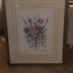 38 1/2” x 32 1/2” Signed A. Renee Dollar Floral Print