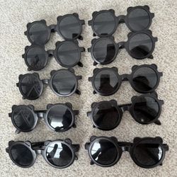 Brand New! Set of 10 Black Bear-Shaped Kids' Sunglasses