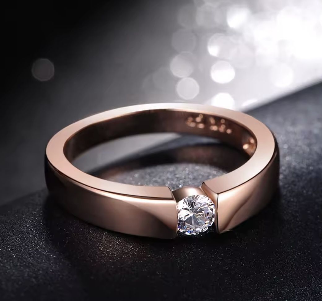 New CZ rose gold filled wedding ring size 8