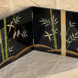 vintage new/unused aizu two panel japanese tabletop screen