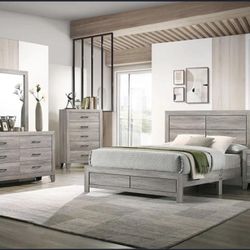 Queen Bed Frame, Dresser, Mirror And Nightstand