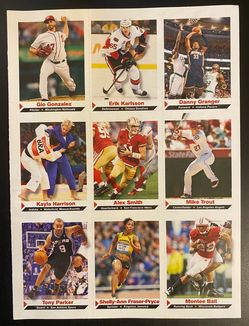 Uncut Sheet 9 Cards KAYLA HARRISON ROOKIE CARD & Mike Trout