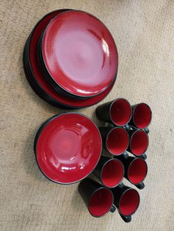 Red and Black Dinnerware Set
