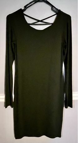 Olive Green Long Sleeve Bodycon Mini Dress