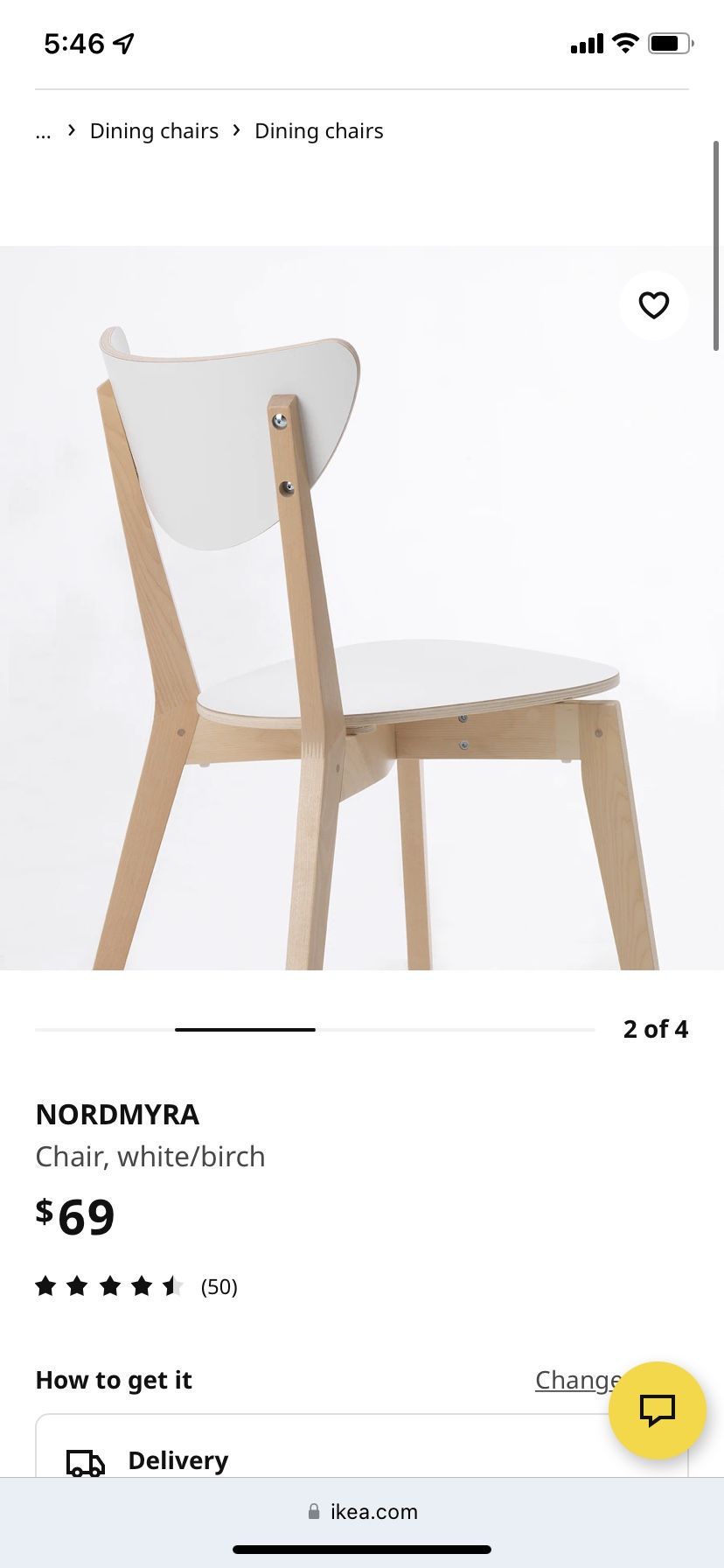 Nordmyra White Birch Chair From Ikea for Sale in Glendale, CA