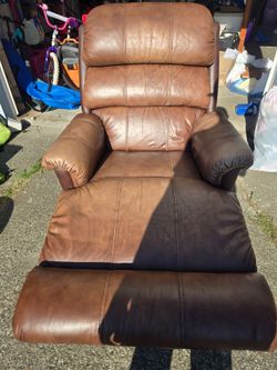 Brown leather recliner