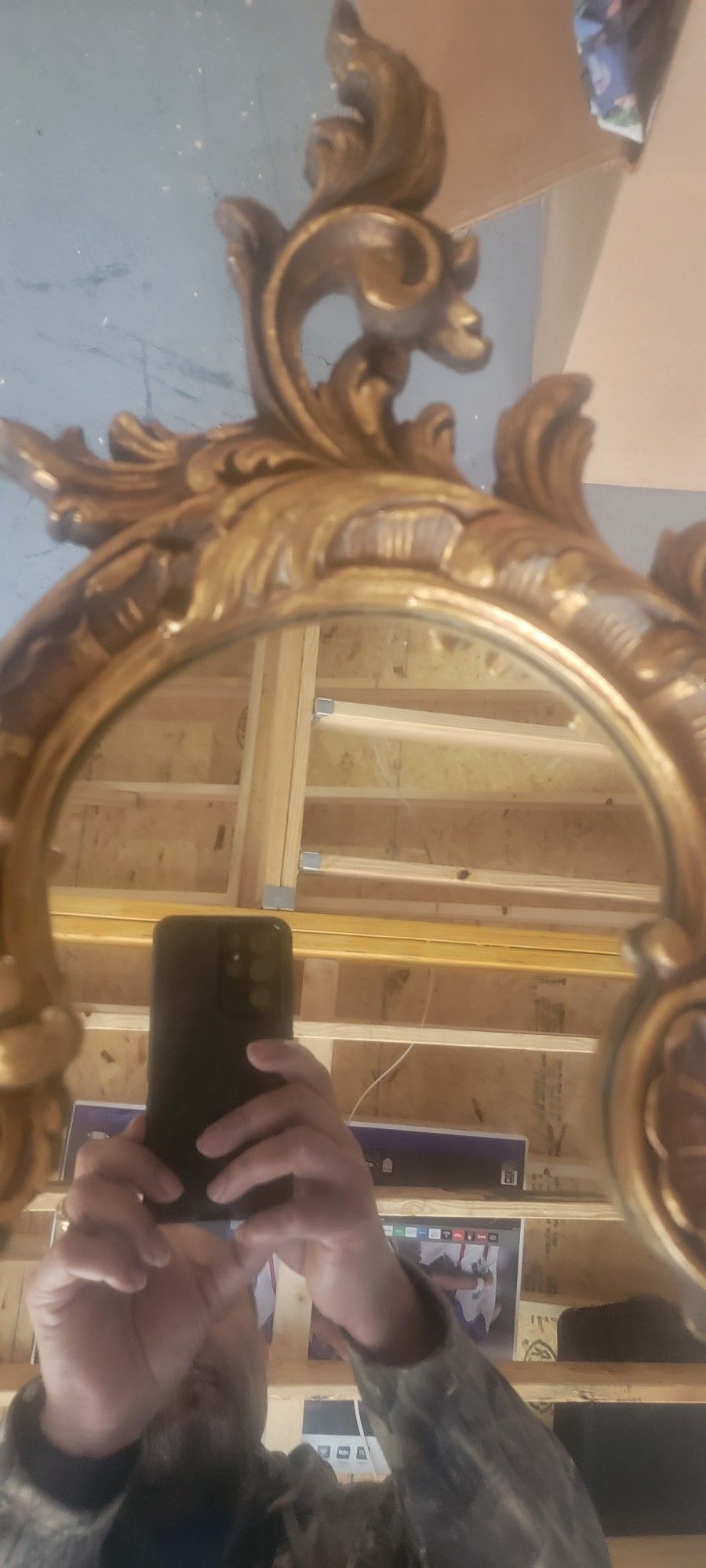 Antique 2  Small Wood Mirror French