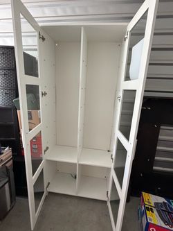 White Cabinet with Glass Panel Doors