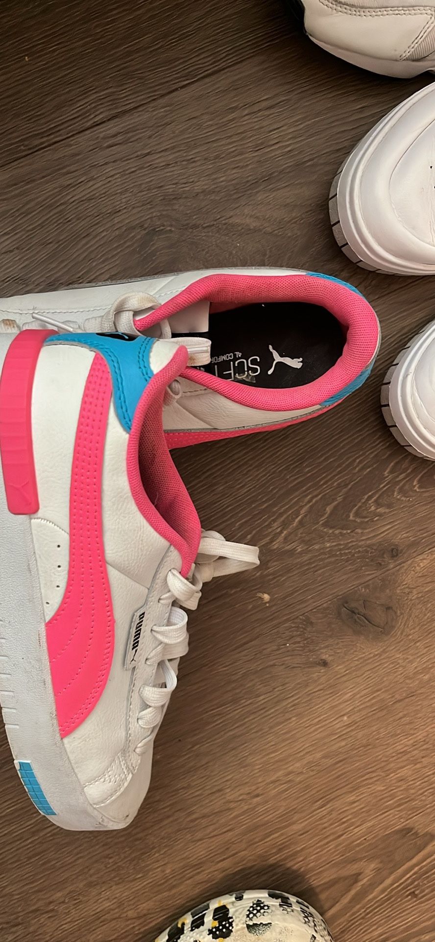 Women Pink And White Puma Shoes Size 9
