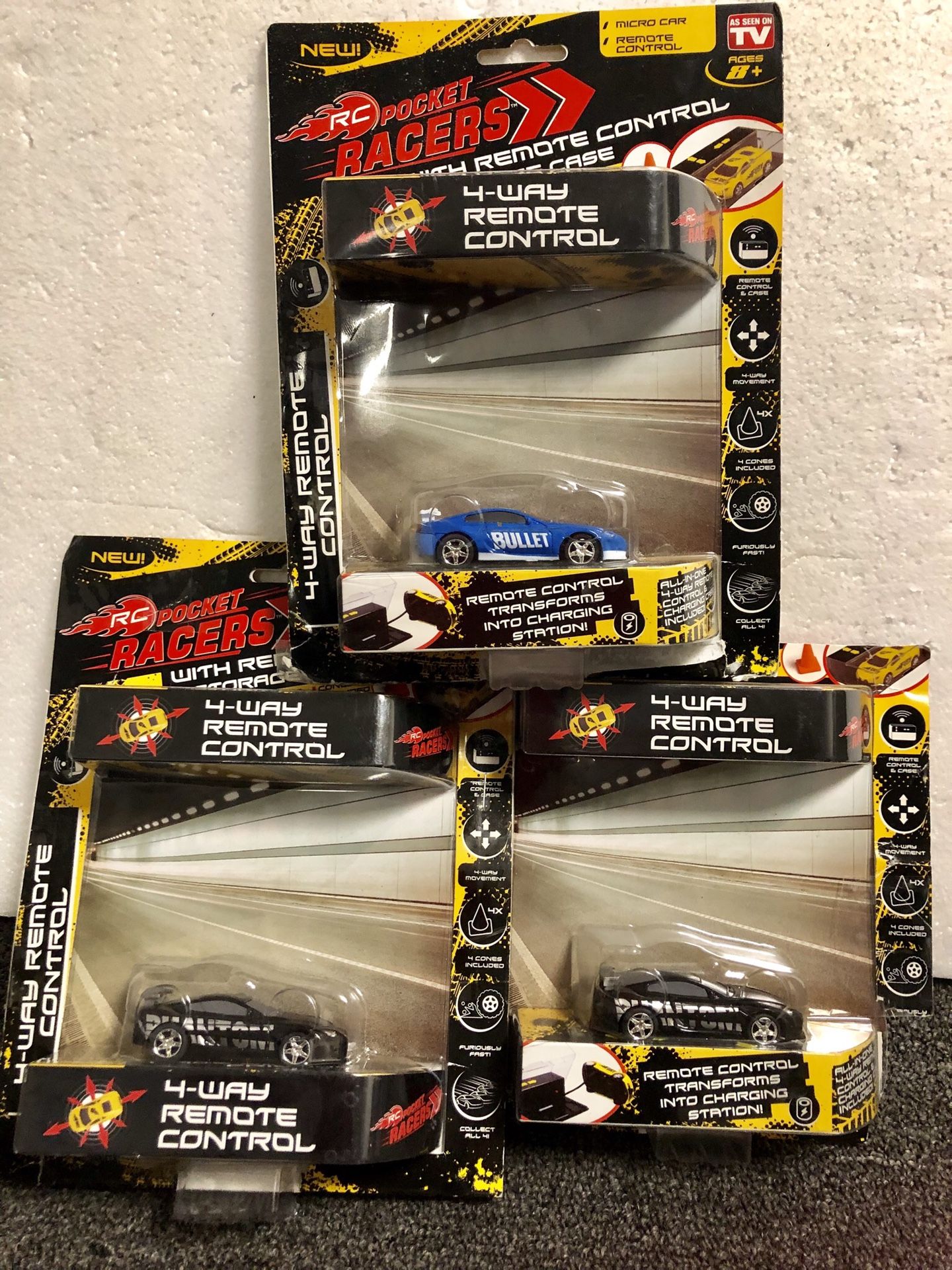 RC Pocket Racers with remote control storage case