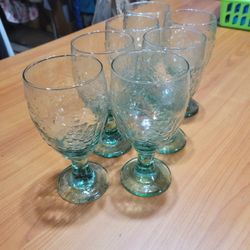 Libbey Orchard Fruit Green Water Goblet. Set Of 7