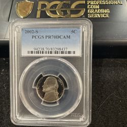 2002 S Gem Proof PERFECT GRADED Jefferson Nickel Graded At PR70 E-20