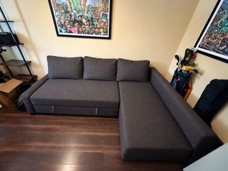IKEA FRIHETEN Sleeper Sectional Sofa w/ Storage & Pull-Out Bed - Brown
