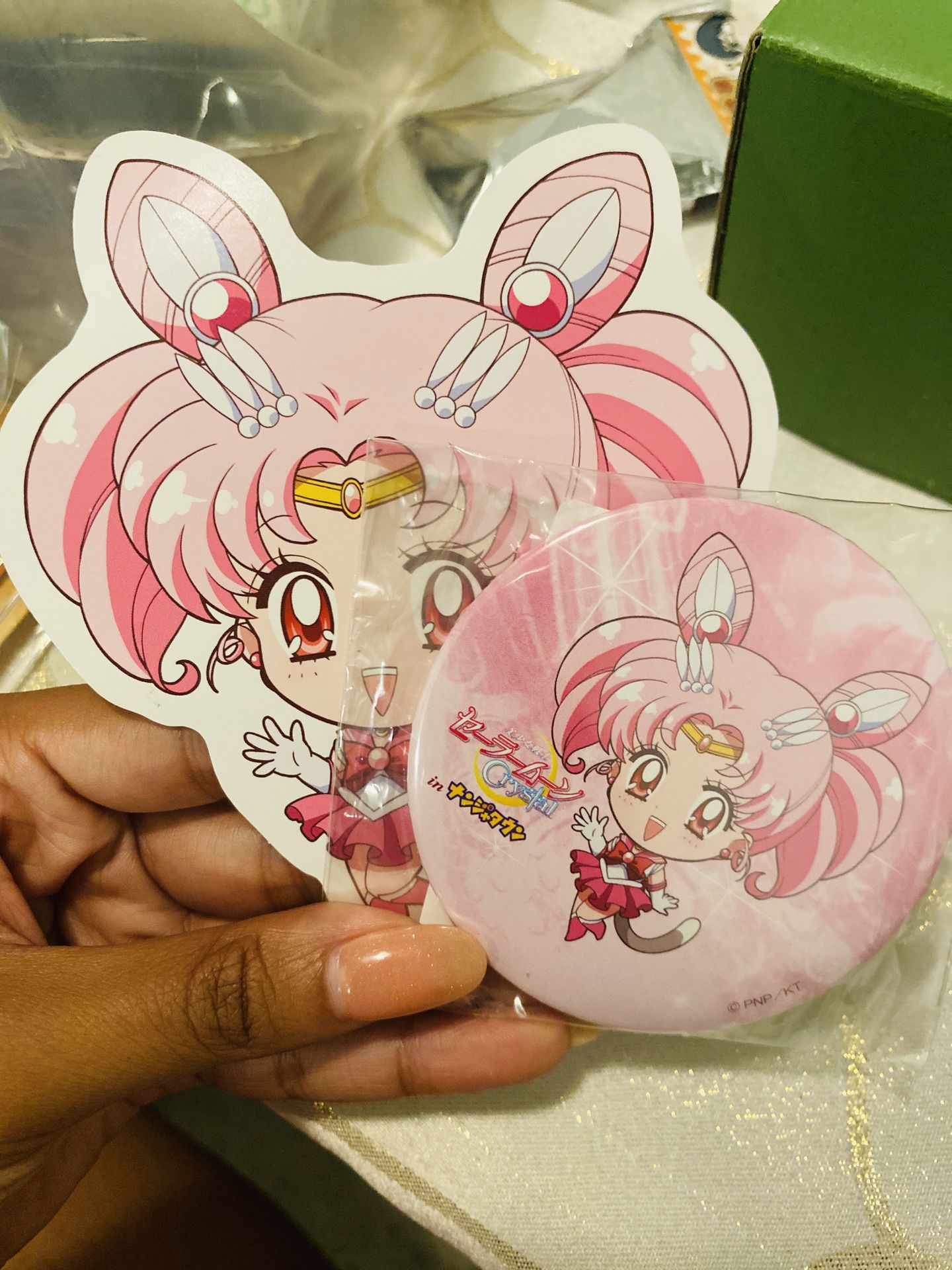 🌙 Discontinued Sailor Moon x Namja Town Set of Post Card & Can Badge Button Chibi Moon Anime 🌙