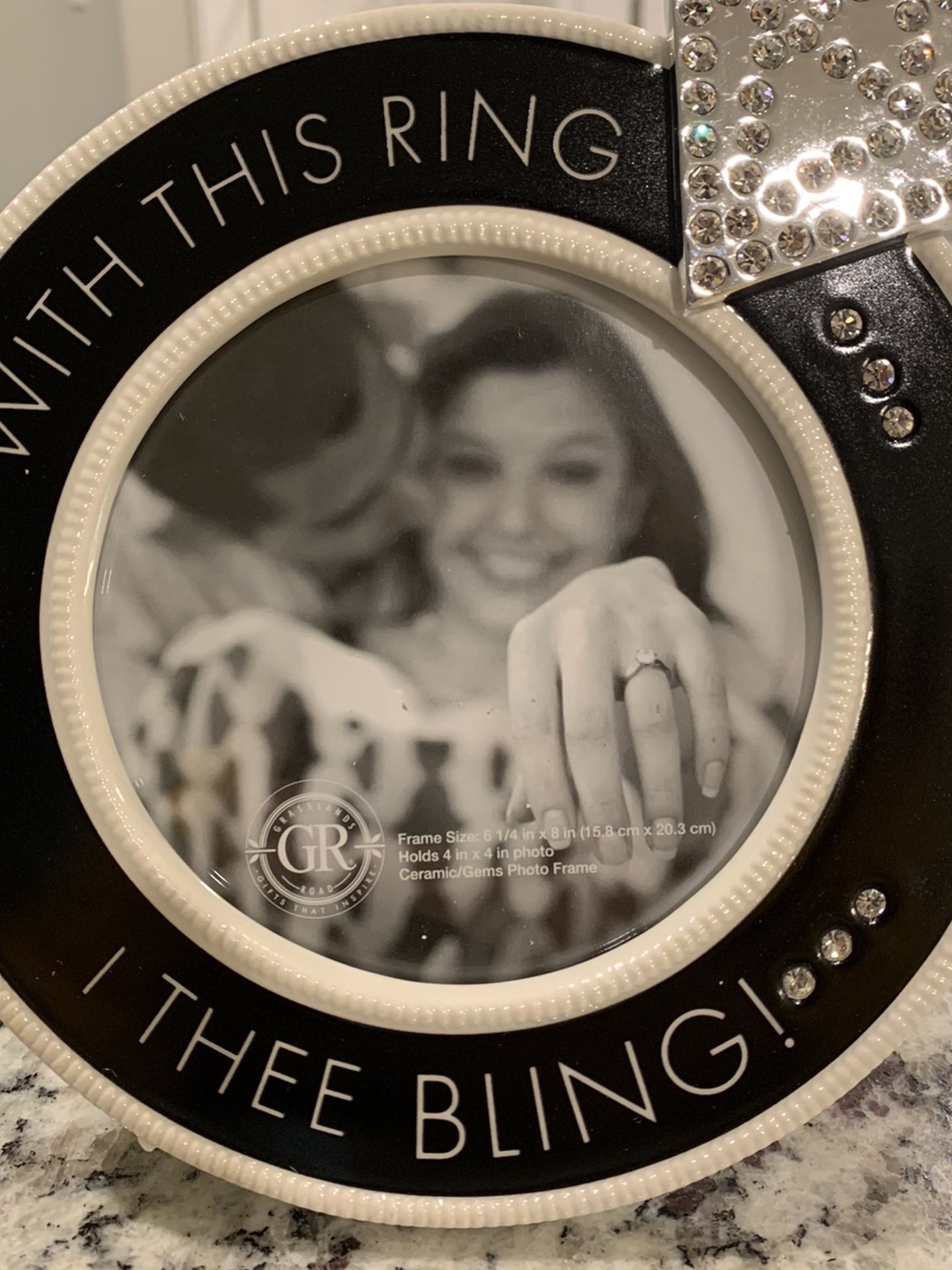 Boxed Round Bling Wedding Photo
