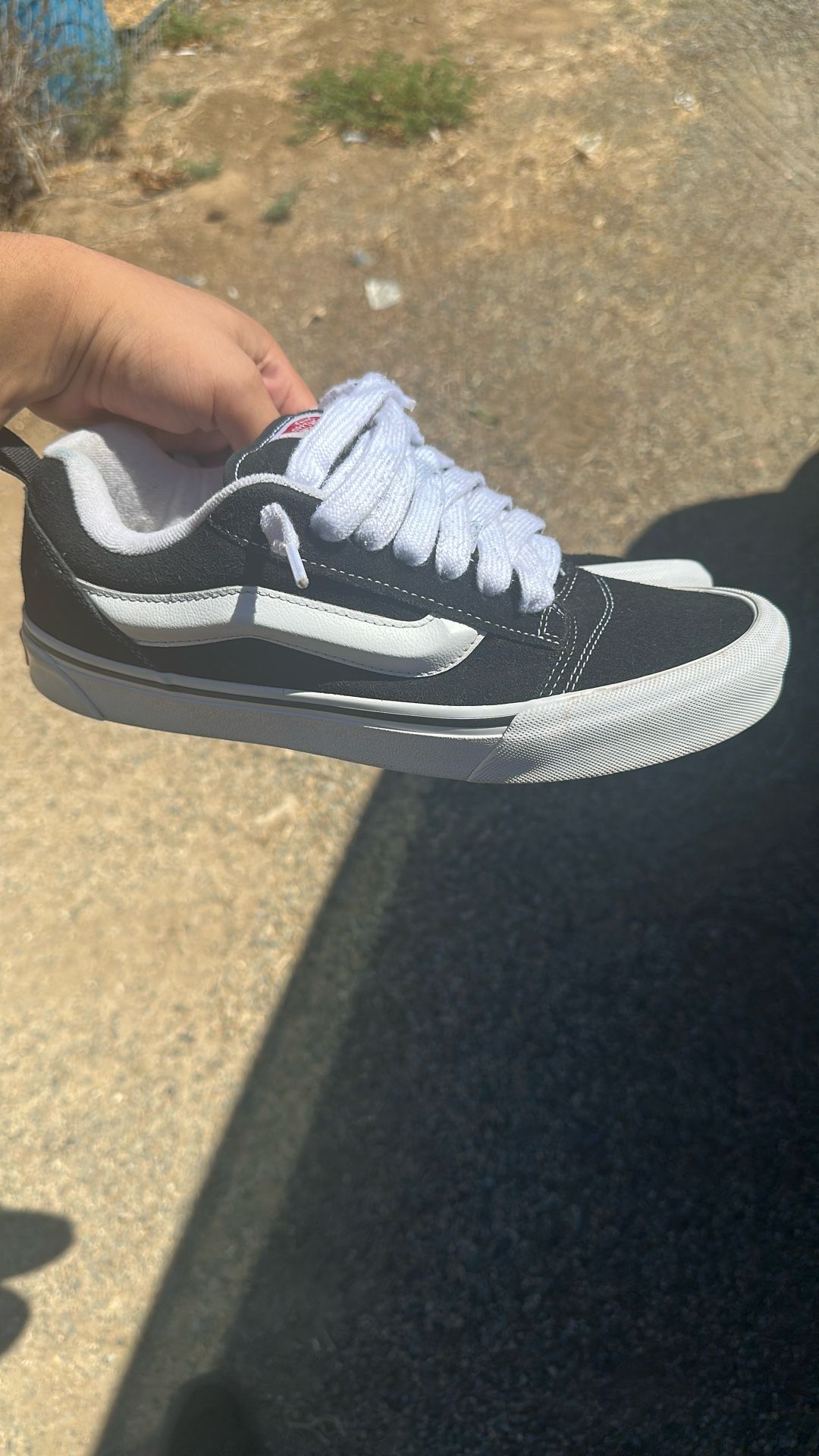 Old School Fat Laces White Vans Size 10.5