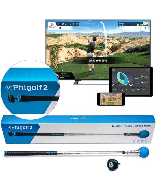 Phigolf2 Golf Simulator Software Updated - Golf Simulators for Home, Golf Swing Trainer with Upgraded Motion Sensor & 3D Swing Analysis, Compatible WG