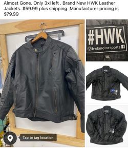 NEW HWK Leather Jackets. Only 3xl left . $59.99 .Manufacturer selling price of $79