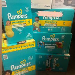 Pampers Size N, Size 2, Size 3, Size 6 Coterie Wipes , Wipe Warmer 