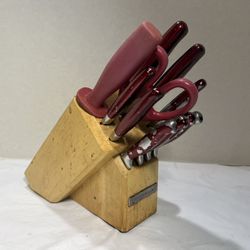KITCHENAID Knife Block set of 11 red knives Chef knifes 
