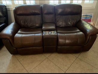4 piece Brown Leather Reclining Living Room Set, set de sofás de sala color café, **READ DESCRIPTION**