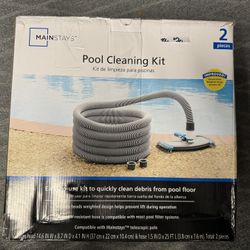 LIKE NEW! Mainstays Pool Vacuum Kit 2-Piece 25ft UV-Resistant Hose & Swivel Head 1.25"/1.5"